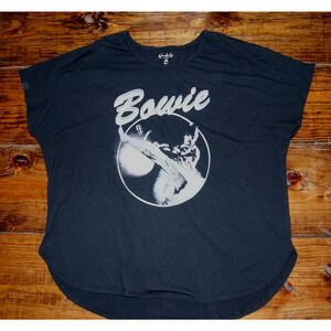 David Bowie Top T Shirt Womens 3XL Black Short Sleeve 80s Rock Music Band Tee
